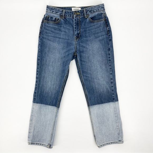 EVIDNT Malibu Blue Dip Dyed Two-Tone Cropped Jeans - Picture 2 of 11